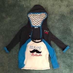 Milk mustache shirt and matching sweatshirt